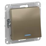Переключатель 1-кл 10А С/У с индикатором Шампань AtlasDesign