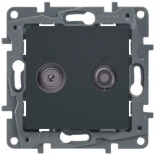 Розетка TV/SAT 2-х кабельная Антрацит Legrand Etika