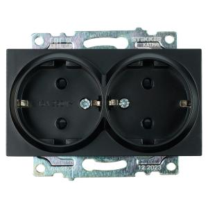 Розетка 2-м 16А С/У З/К со шторкой Черный Катрин