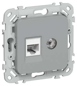 Розетка RJ45+TV кат.6 UTP С/У Серый FLITE