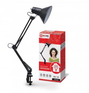 Светильник настольный под лампу СНС-13Ч на струбцине 60Вт E27 ЧЕРНЫЙ (коробка) IN HOME