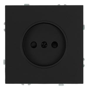 Розетка 1-м 16А С/У Самозажимные клеммы со шторками Черный уголь Эмили