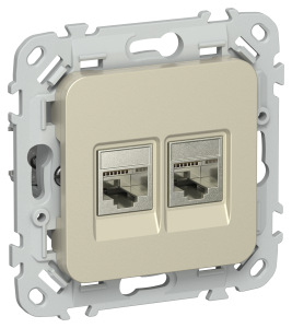 Розетка RJ45+RJ45 кат.6 STP С/У Шампань FLITE