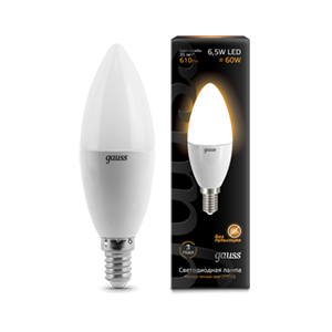 Лампа светодиодная Gauss свеча 6,5W E14 3000K FR