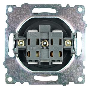 Розетка 1-м 10А С/У со шторками Черный Катрин