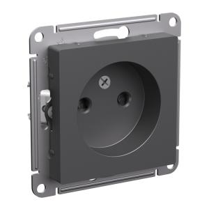 Розетка 1-м 16А С/У со шторками Базальт AtlasDesign