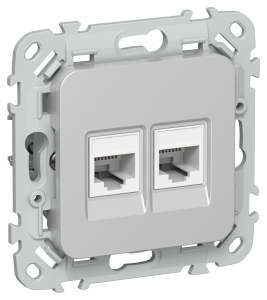 Розетка RJ45+RJ45 кат.5Е UTP С/У Алюминий FLITE