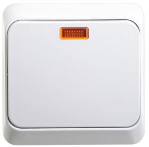 Выключатель 1-кл 10А О/У с индикатором Белый Etude