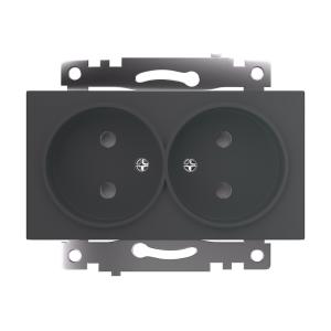 Розетка 2-м 10А С/У со шторками Графит Катрин