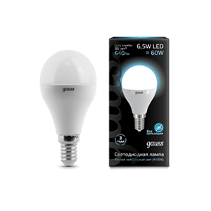 Лампа светодиодная Gauss Globe E14 6.5W 4100K