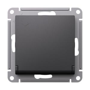 Розетка 1-м 16А С/У З/К со штор. с крышкой IP20 Базальт AtlasDesign