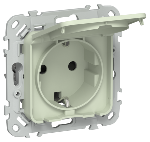 Розетка 1-м 16А С/У З/К со шторками с крышкой IP44 Панг FLITE