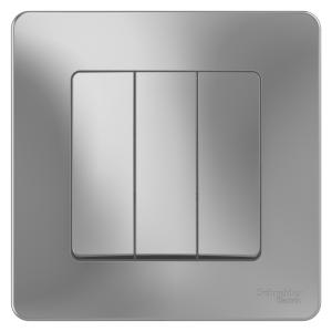 Выключатель 3-кл 10А С/У Алюминий Blanca