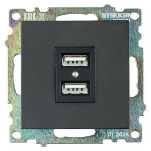 Розетка USB 2-м 250B 2,1А С/У Черный Катрин