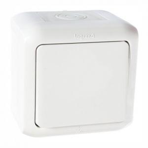 Выключатель 1-клавишный IP44 10А белый Legrand Quteo