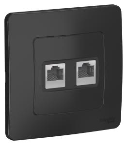 Розетка RJ45+RJ45 кат.5Е С/У Антрацит Blanca