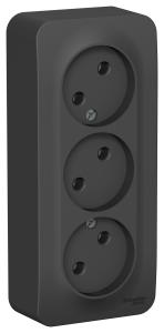 Розетка 3-м 16А О/У изолирующая пластина Антрацит Blanca