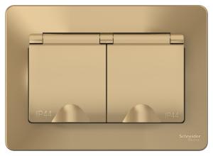 Розетка 2-м 16А С/У З/К со шторками с крышками IP44 Титан Blanca