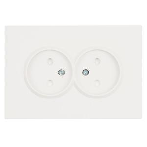 Розетка 2-м 16А С/У со шторками Белый форфор Эмили
