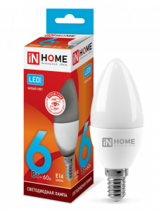 Лампа светодиодная LED-СВЕЧА-VC 6Вт 230В Е14 4000К 570Лм IN HOME
