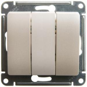 Выключатель 3-кл 10А С/У Молочный Glossa