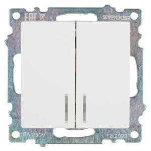 Выключатель 2-кл 10А С/У с индикатором Белый Катрин