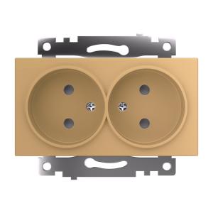 Розетка 2-м 10А С/У З/К со шторками Золото Катрин