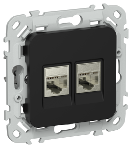 Розетка RJ45+RJ45 кат.5Е STP С/У Черный FLITE