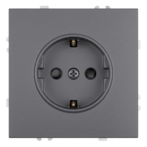 Розетка 1-м 16А С/У З/К Самозажимные клеммы со шторками Платиново-серый Эмили