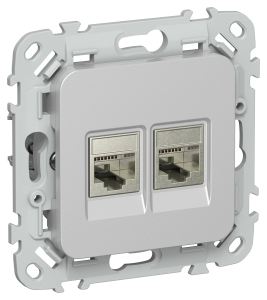 Розетка RJ45+RJ45 кат.6 STP С/У Алюминий FLITE