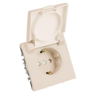 Розетка 1-м 16А С/У З/К со шторками с крышкой IP42 Кашемир Эмили
