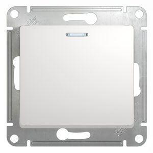 Переключатель 1-кл 10А С/У с индикатором Белый Glossa