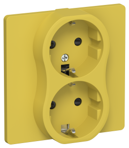 Розетка 2-м 16А С/У З/К со шторками в сборе тип 2 Желтый Карри FLITE