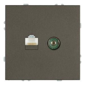 Розетка TV антенна + RJ-45 С/У Антрацит Эмили