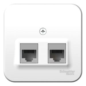 Розетка RJ45+RJ45 кат.5Е О/У изолирующая пластина Белый Blanca