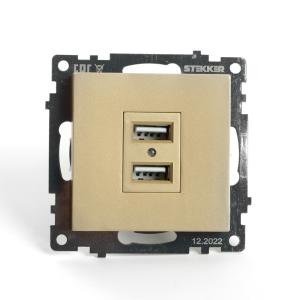 Розетка USB 2-м 250В 2,1А С/У Золото Катрин