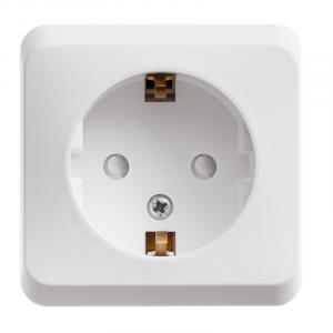 Розетка 1-м 16А О/У З/К со шторками Белый Etude