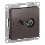 Розетка TV антенна + RJ45 кат.5E С/У Мокко AtlasDesign