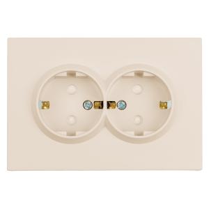 Розетка 2-м 16А С/У З/К со шторками Кашемир Эмили