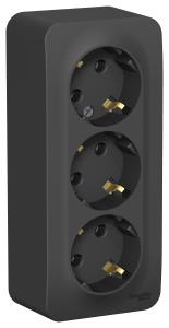 Розетка 3-м 16А О/У З/К изолирующая пластина Антрацит Blanca