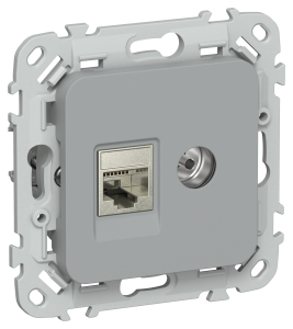 Розетка RJ45+TV кат.6 STP С/У Серый FLITE