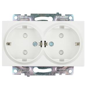 Розетка 2-м 16А С/У З/К со шторками Белый Катрин
