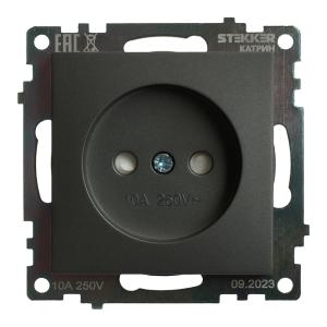 Розетка 1-м 10А С/У со шторками Графит Катрин