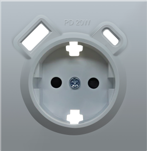 Накладка для розетки Schuko 16А USB A+C со шторками Алюминий R98 Donel
