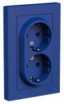 Розетка 2-м 16А С/У З/К в сборе с рамкой Аквамарин AtlasDesign