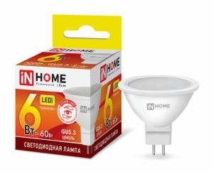 Лампа светодиодная LED-JCDR-VC 6Вт 230В GU5.3 3000К 530Лм IN HOME
