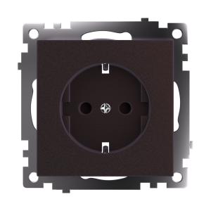 Розетка 1-м 16А С/У З/К со шторками Шоколад Катрин