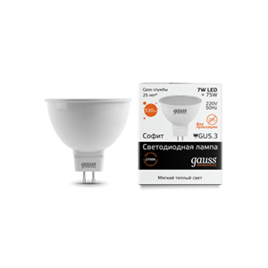 Лампа светодиодная Gauss Elementary MR16 GU5.3 7W 3000K 1/10/100