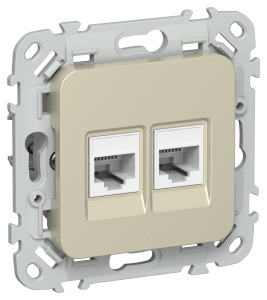Розетка RJ45+RJ45 кат.6 UTP С/У Шампань FLITE