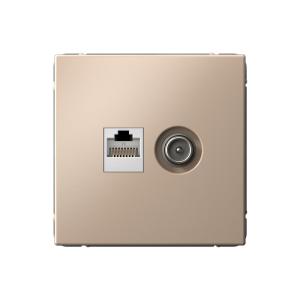 Розетка TV антенна + RJ45 кат.5E С/У Песочный ArtGallery